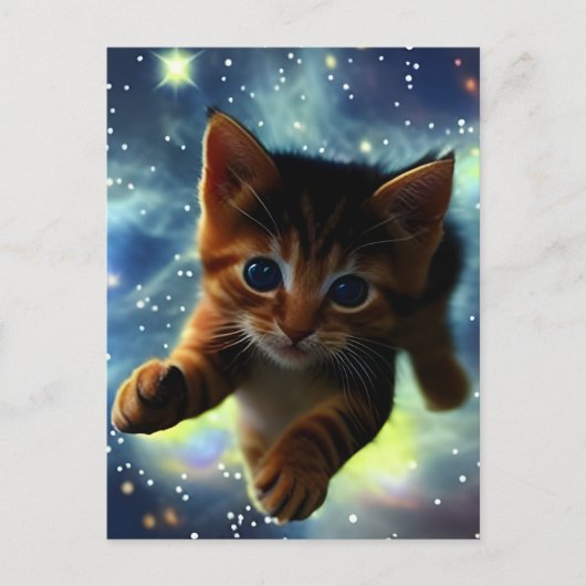 Carte Postale Kitten Courant Dans L'Espace (Devant)