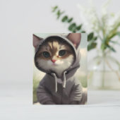 Carte Postale Kitten dans un Sweat - shirt à capuche (Debout devant)