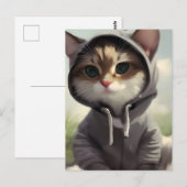 Carte Postale Kitten dans un Sweat - shirt à capuche (Devant / Derrière)