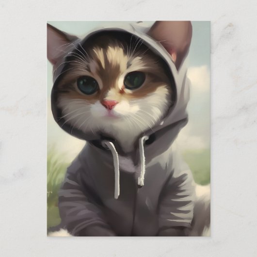 Carte Postale Kitten dans un Sweat - shirt à capuche (Devant)