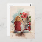 Carte Postale Kitten et chiot se saluent (Devant / Derrière)