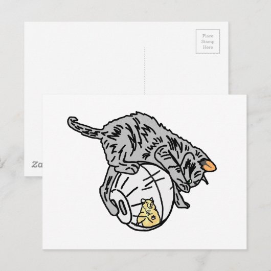 Carte Postale Kitten Et Hamster (Devant / Derrière)