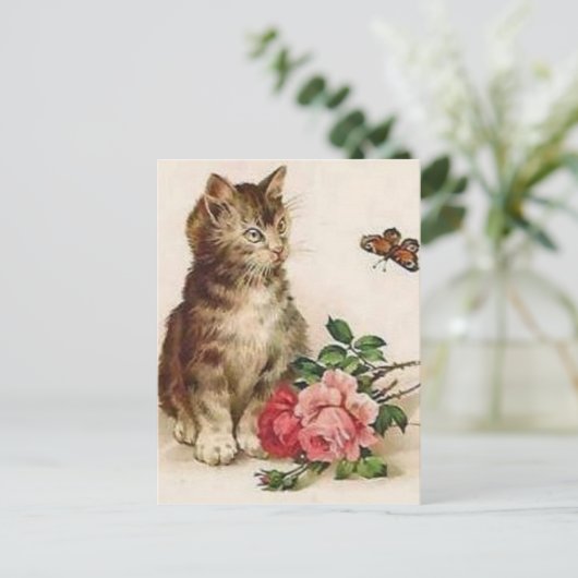 Carte Postale Kitten et papillon (Debout devant)