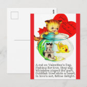 Carte Postale Kitten & Fish Bowl Vintage Valentine Postcard (Devant / Derrière)