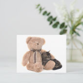 Carte Postale kitten in the arms of a teddy bear (Debout devant)