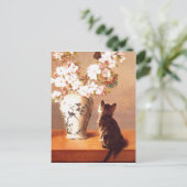 Carte Postale Kitten, papillon et fleurs (Debout devant)