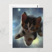 Carte Postale Kitten Voler dans l'espace (Devant / Derrière)
