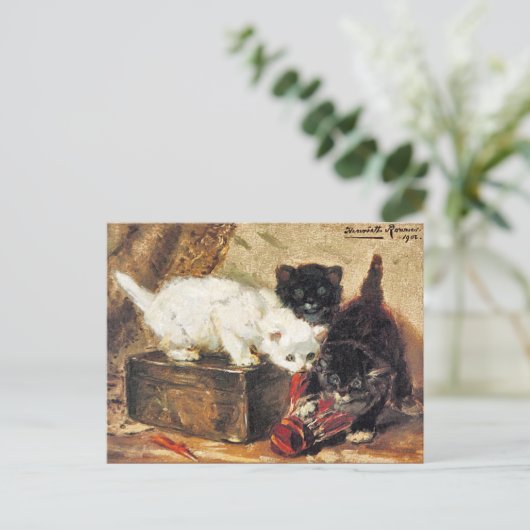 Carte Postale Kittens -Thé pour deux - Peinture de chats (Debout devant)