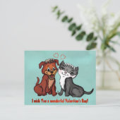 Carte Postale Kitty and Puppy, Joyeuse Saint Valentin ! (Debout devant)