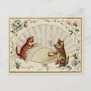 Carte Postale Kitty Bubbles & Ventilateur Vintage Reproduction C
