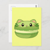 Carte Postale Kitty Cat Matcha Macaron (Devant / Derrière)