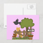 Carte Postale Kitty Chat dans le jardin (Devant / Derrière)