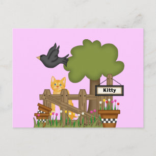Carte Postale Kitty Chat dans le jardin