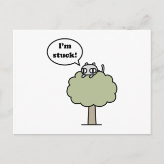 Carte Postale Kitty Coincé Dans L'Arbre