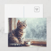 Carte Postale Kitty dans la fenêtre (Devant / Derrière)