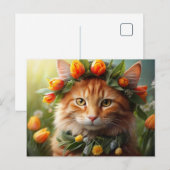 Carte Postale Kitty dans Orange Blooms (Devant / Derrière)