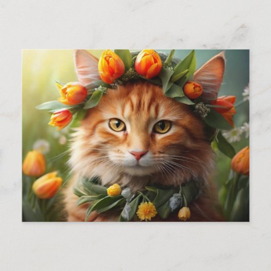 Carte Postale Kitty dans Orange Blooms (Devant)