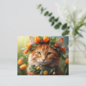 Carte Postale Kitty dans Orange Blooms (Debout devant)