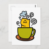 Carte Postale Kitty dans une tasse de café (Devant / Derrière)