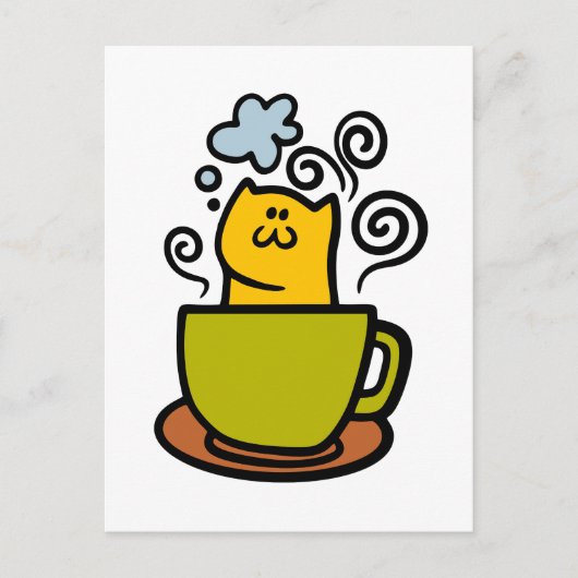 Carte Postale Kitty dans une tasse de café (Devant)