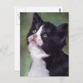Carte Postale Kitty En Regard : Chat à l'huile Pastel (Devant / Derrière)