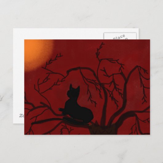 Carte Postale Kitty et la lune (Devant / Derrière)