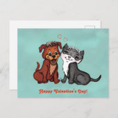 Carte Postale Kitty et Puppy, Heureuse Sainte-Valentin ! (Devant / Derrière)