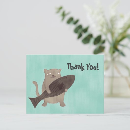 Carte Postale Kitty et son poisson (Debout devant)