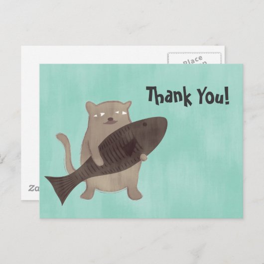 Carte Postale Kitty et son poisson (Devant / Derrière)