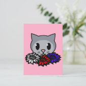 Carte Postale Kitty & Flowers pour enfants (Debout devant)