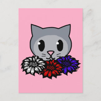Carte Postale Kitty & Flowers pour enfants