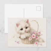 Carte Postale Kitty Panier Fleurissant Merci (Devant / Derrière)