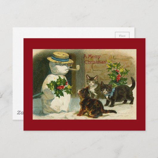 Carte Postale Kitty Trio et Snowman (Devant / Derrière)