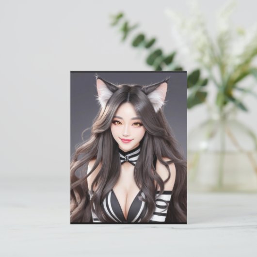 CARTE POSTALE KITTY WAIFU 04 (Debout devant)