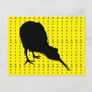 Carte Postale Kiwi Bird & Aotearoa (écriture) Nouvelle-Zélande