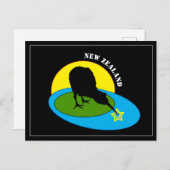 Carte Postale Kiwi Bird, New Zealand Art, travel / holiday (Devant / Derrière)