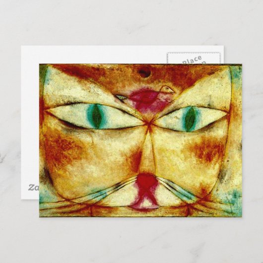 Carte Postale Klee - Chat et Oiseau (Devant / Derrière)