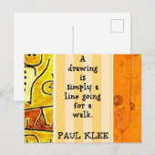 Carte Postale Klee - Citation et Peintures (Devant / Derrière)