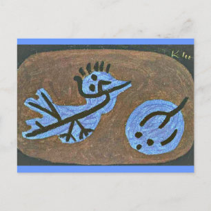 Carte Postale Klee - Citrouille d'oiseaux bleu