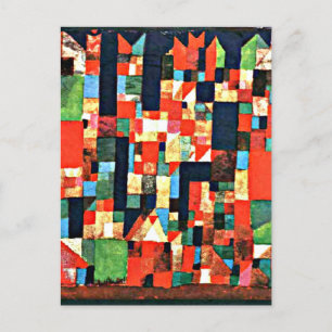 Carte Postale Klee - City Picture avec rouge et vert