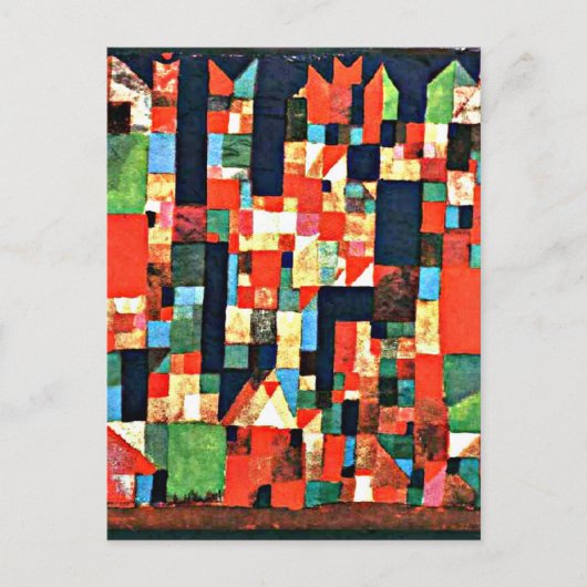 Carte Postale Klee - City Picture avec rouge et vert (Devant)