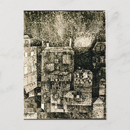 Carte Postale Klee - Impression nocturne d'une ville du sud (Devant)