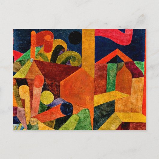 Carte Postale Klee - Paysage avec drapeaux (Devant)