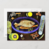 Carte Postale Klee - Peinture de poissons de fond (Devant / Derrière)