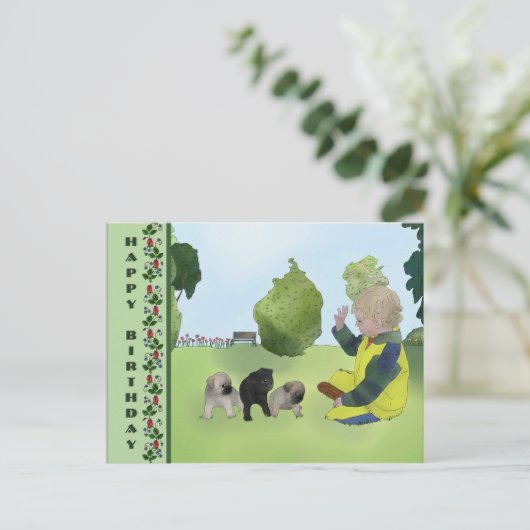 Carte Postale Kleine Möpse (Debout devant)