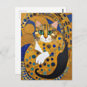 Carte postale Klimt Cat (Devant / Derrière)
