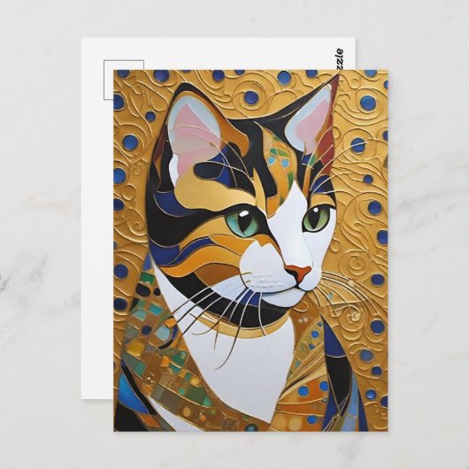 Carte postale Klimt Cat (Devant / Derrière)