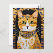Carte postale Klimt Cat (Devant / Derrière)