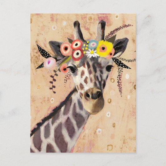 Carte Postale Klimt Giraffe | Couronne De Fleurs (Devant)