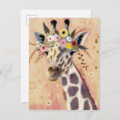 Carte Postale Klimt Giraffe | Orné De Fleurs (Devant / Derrière)